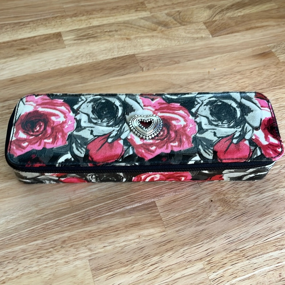 Brighton Rose pattern zippered Jewelry Organizer Box travel